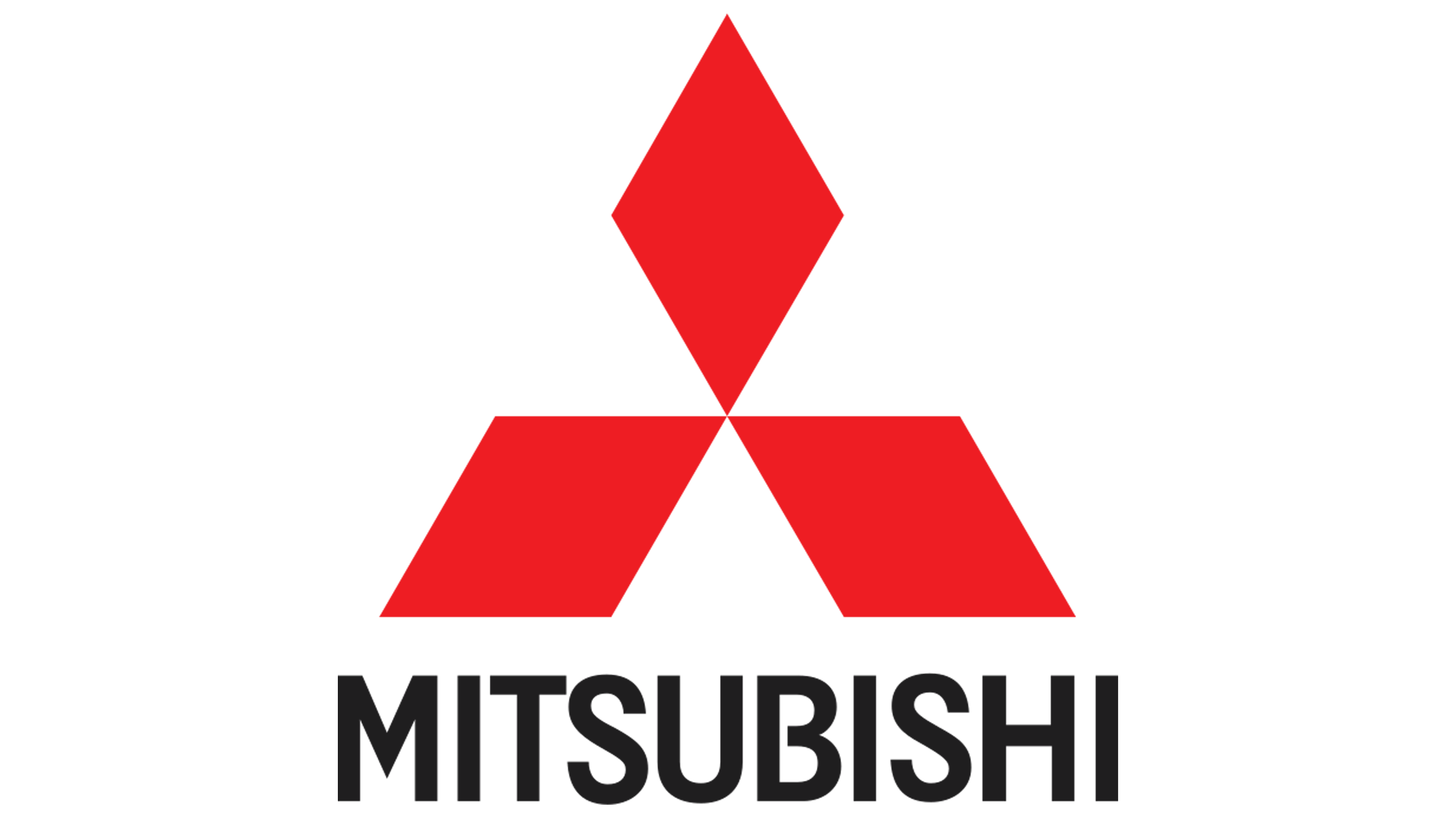 Mitsubishi logo featuring three red diamond shapes arranged in a triangular formation with the word 'MITSUBISHI' in bold black letters below.