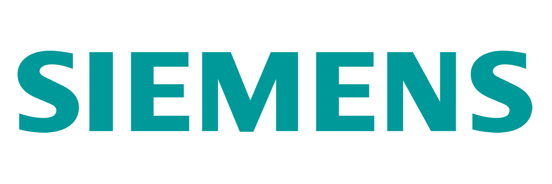 Siemens logo in teal-colored capital letters.
