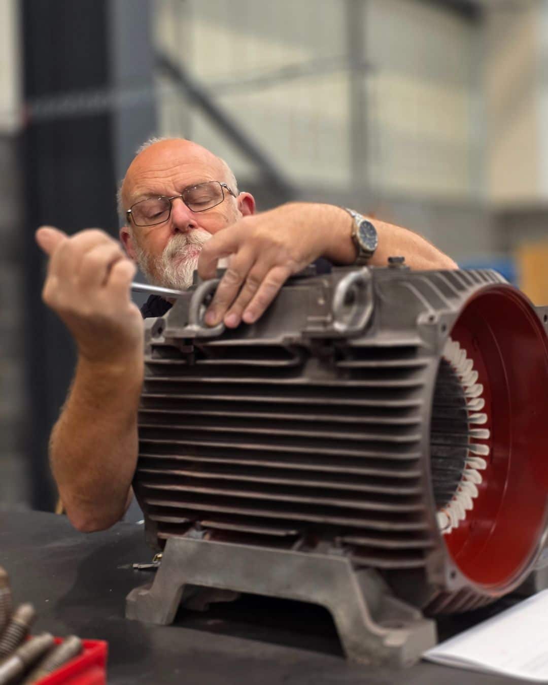 AC motor repair and reassembly work carried out by experienced Neutronic Technologies engineer.