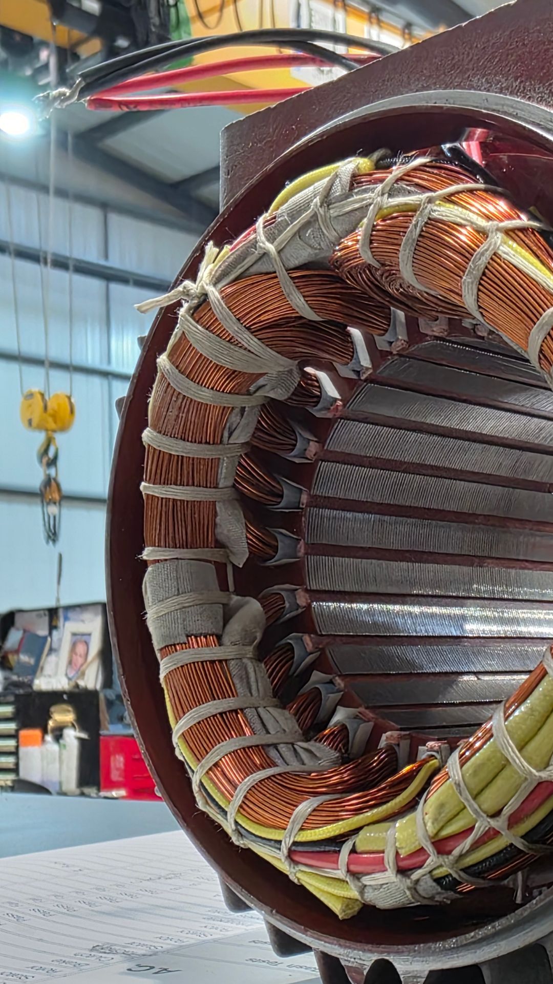 AC motor rewind with new copper windings completed in Neutronic Technologies in-house workshop