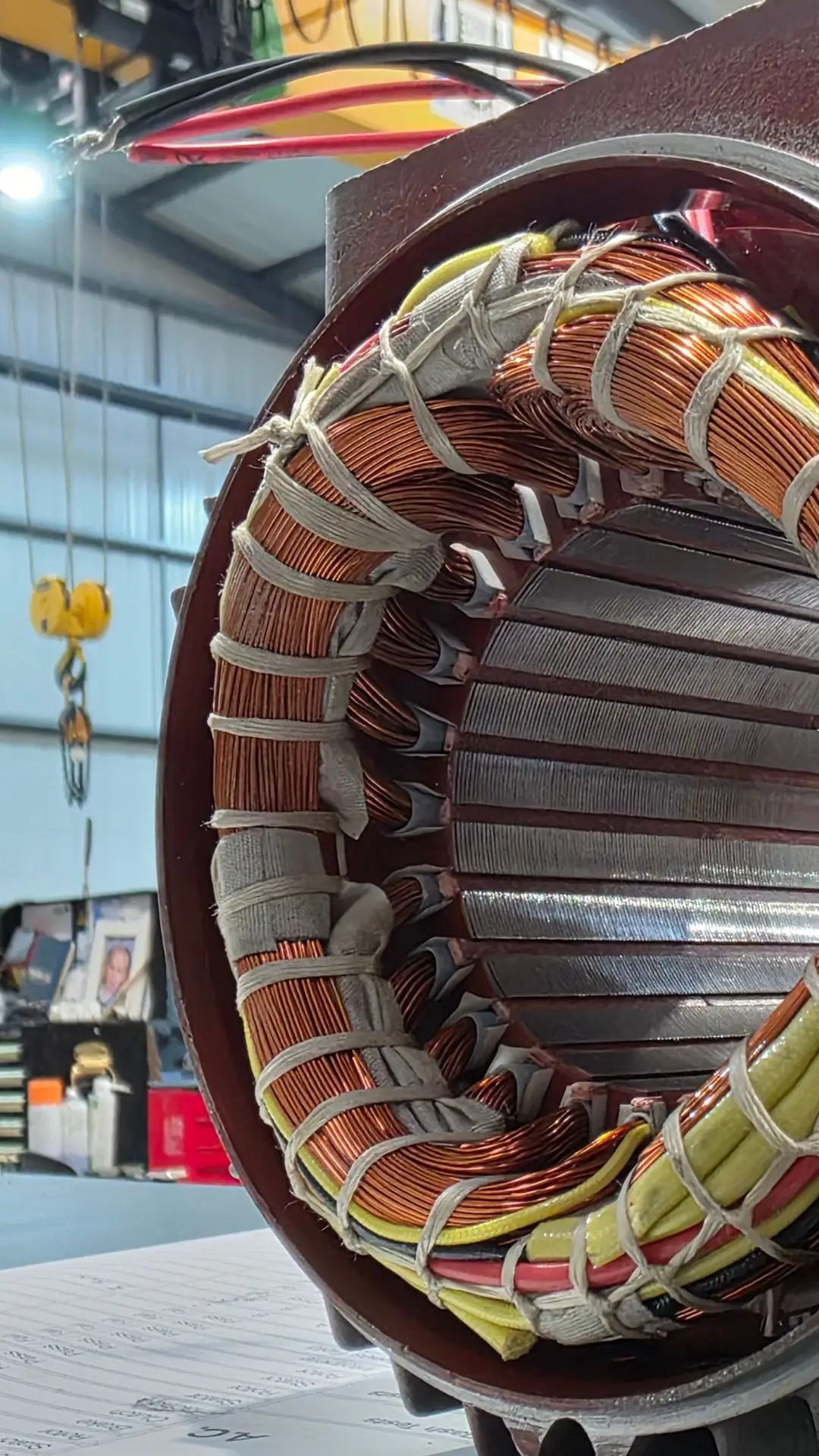 AC motor rewind with new copper windings completed in Neutronic Technologies in-house workshop